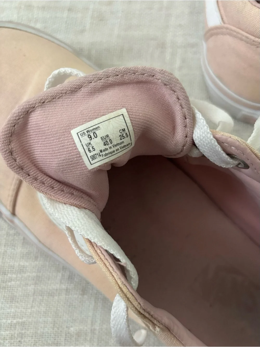 Vans Old Skool Low Top Canvas Sneakers Pink White 9